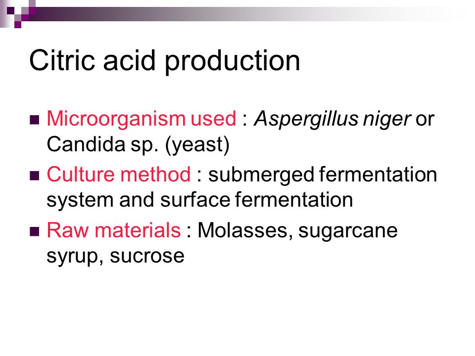 Production of citric acid a niger